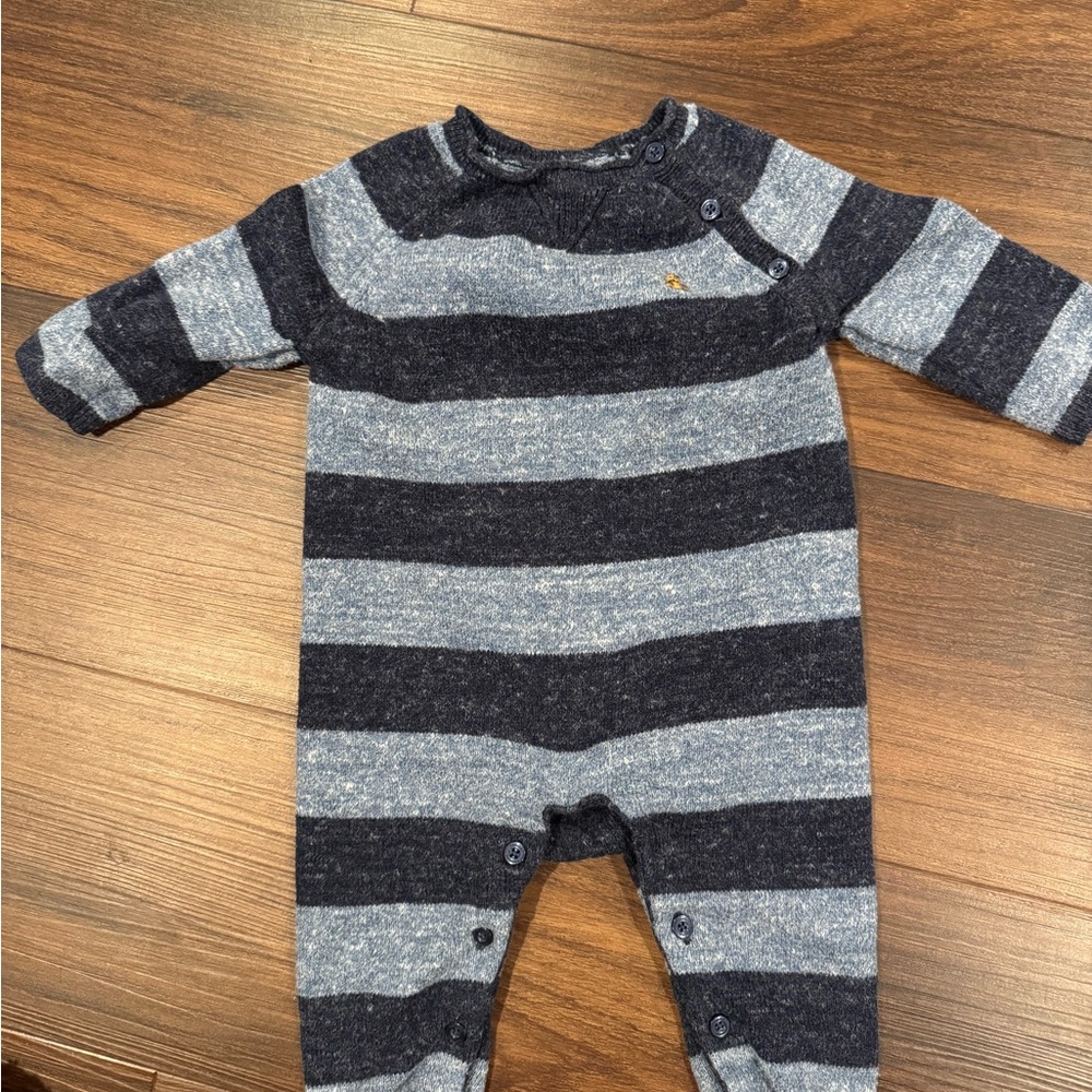GAP Navy and Light Blue Striped Footie